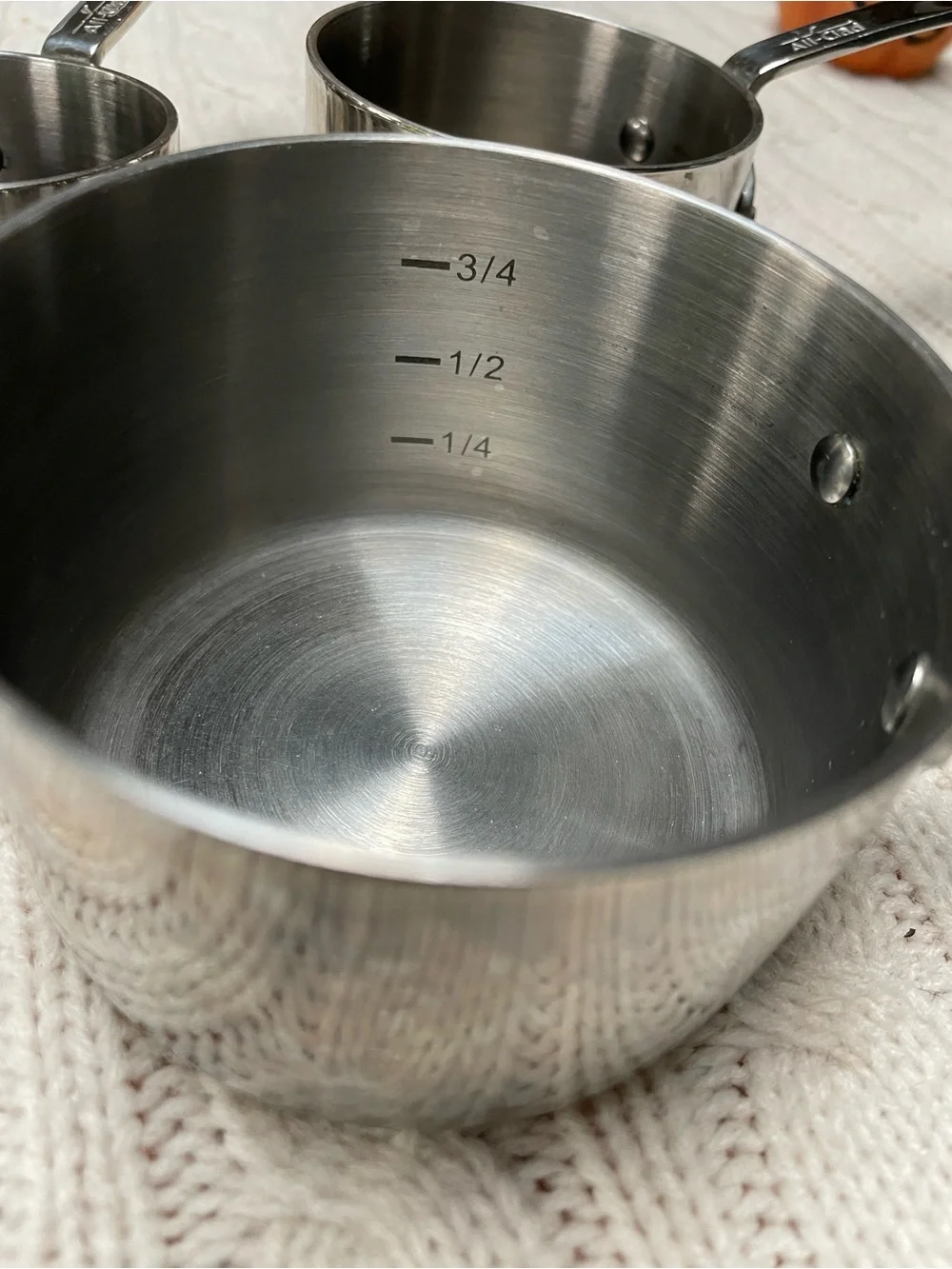 All Clad Stainless Steel Measuring Cups  Standard Set 4 Pcs Very good condition